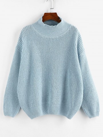 Mock Neck Drop Shoulder Oversized Sweater