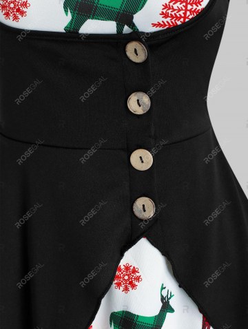 Off The Shoulder Christmas Elk Print Dress And Top Set