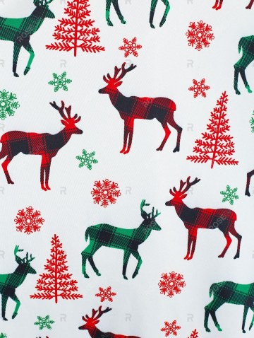 Off The Shoulder Christmas Elk Print Dress And Top Set