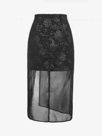 Overlay Cinched Drawstring Tiny Floral Skirt