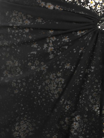 Overlay Cinched Drawstring Tiny Floral Skirt