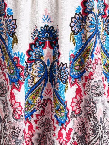 Paisley Printed Puff Sleeve A Line Dress