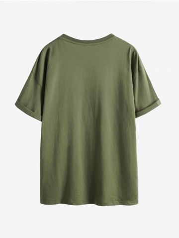 Patriotic American Flag Bear Print Drop Shoulder T Shirt