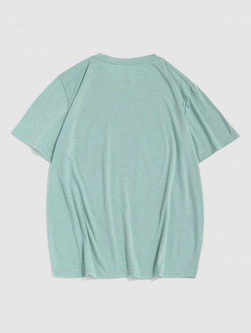 People Table And Pizza Print Round Neck T-shirt