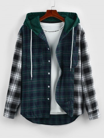 Plaid Patchwork Hooded Shirt