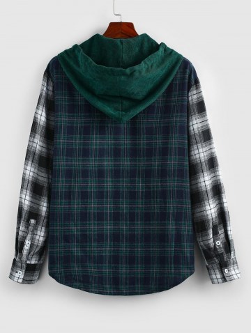 Plaid Patchwork Hooded Shirt