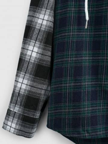 Plaid Patchwork Hooded Shirt