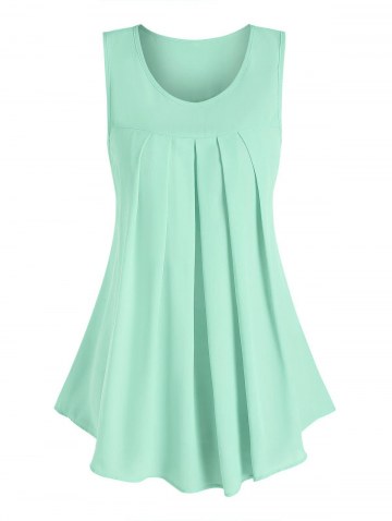 Pleated Curved Hem Tank Top