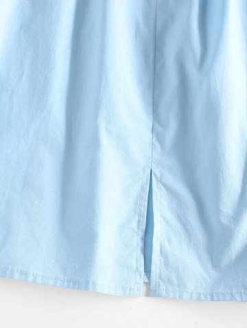 Puff Sleeve Ruched Slit Pastel Dress