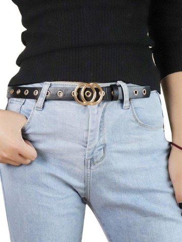 Punk Grommet Dual Circle Buckle Belt