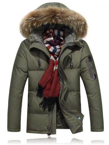 Quilted Zipper Up Jacket With Fur Trim Hood