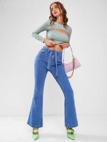 Ribbed Extreme Crop T Shirt With Tube Top