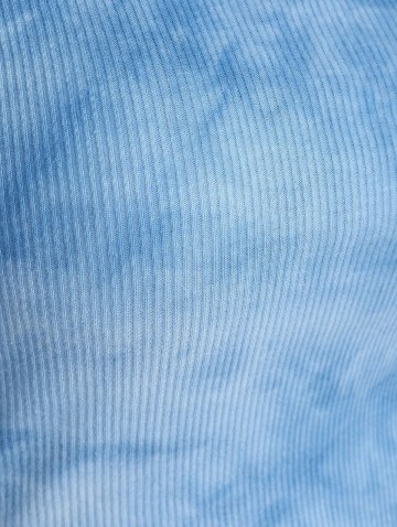 Ribbed Tie Dye Button Placket Cinched T Shirt