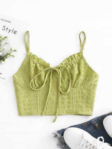 Seersucker Smocked Frilled Cami Bralette Top