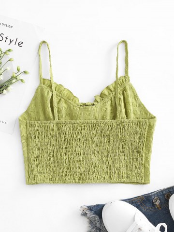Seersucker Smocked Frilled Cami Bralette Top