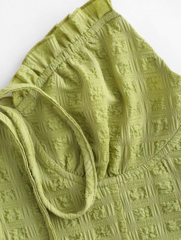 Seersucker Smocked Frilled Cami Bralette Top