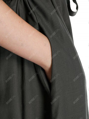 Short Sleeve Pleated Belted Casual Dress