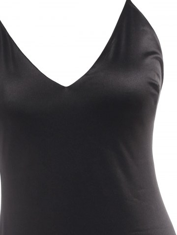 Silky Side Slit Cowl Open Back Slinky Slip Dress