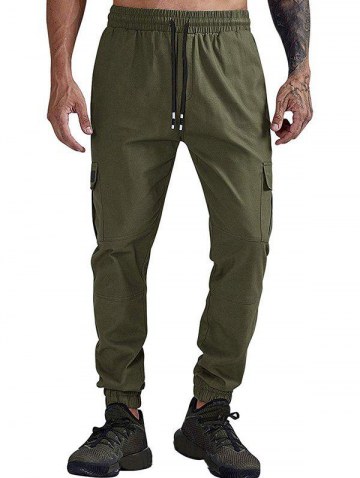 Solid Color Pocket Casual Jogger Pants