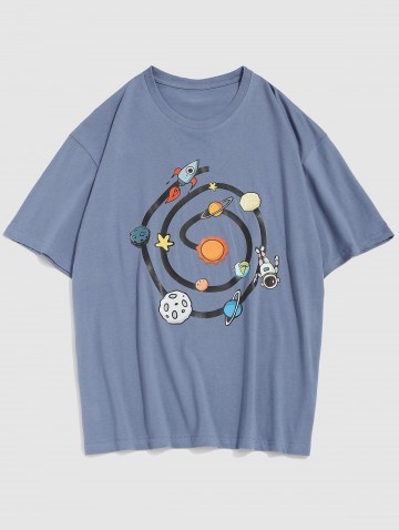 Space Cartoon Swirl Print Graphic T-shirt