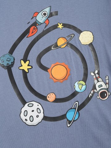 Space Cartoon Swirl Print Graphic T-shirt