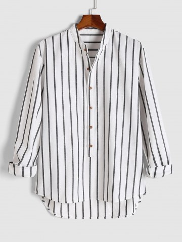 Stripe Pattern High Low Shirt
