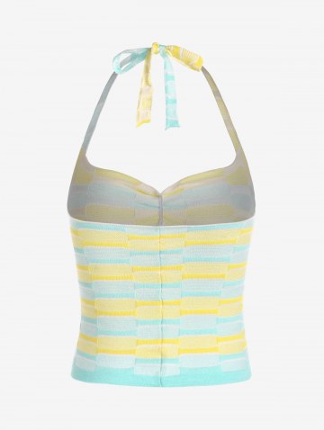 Striped Halter Knitted Tank Top