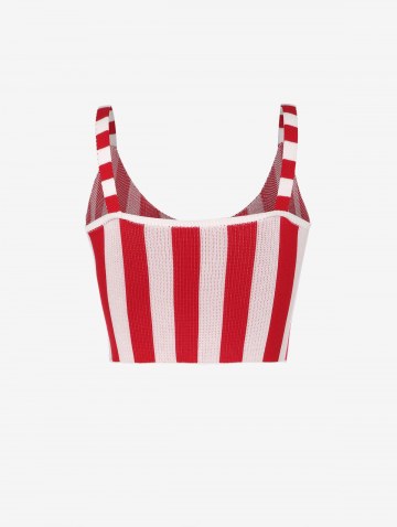 Striped Knitted Mock Button Tank Top