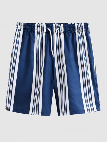 Striped Pattern Drawstring Casual Shorts