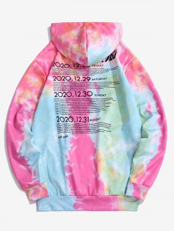 Tie Dye Letter Print Kangaroo Pocket Graphic Hoodie