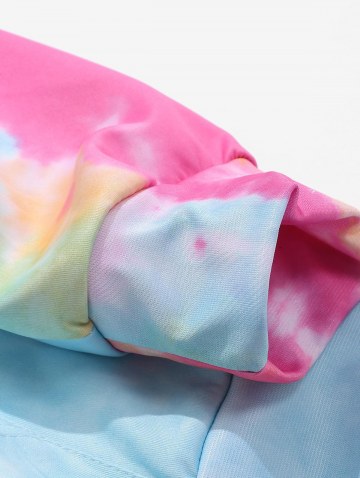 Tie Dye Letter Print Kangaroo Pocket Graphic Hoodie