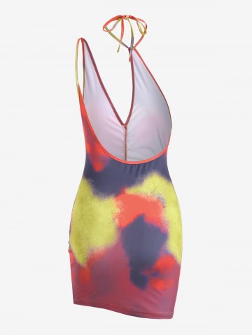 Tie Dye Ruched Mini Bodycon Dress