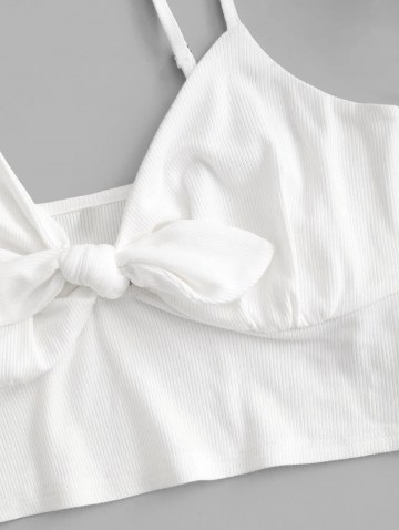 Tie Front Ribbed Slit Skirt Set