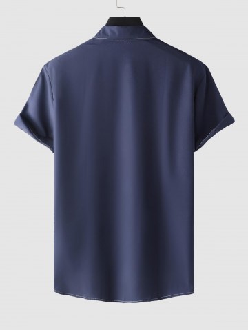 Topstitching Button Short Sleeve Thin Shirt