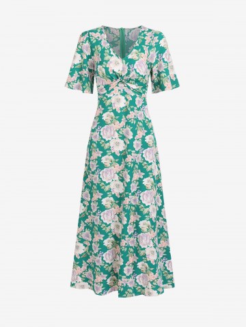 Twist Floral Midi Dress