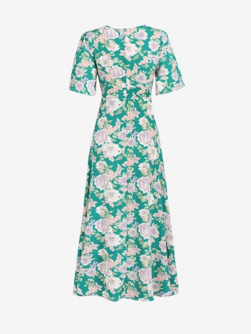 Twist Floral Midi Dress