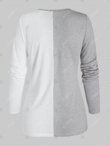 Twist Front Long Sleeve Contrast T-shirt