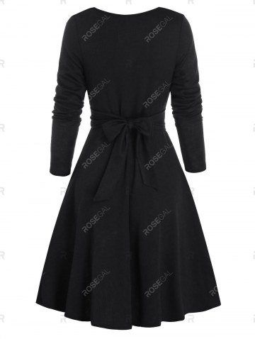 Twisted Front Ribbed Long Sleeve Dress