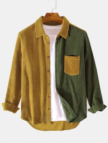Two Tone Front Pocket Corduroy Shirt