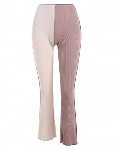 Two Tone Rib-knit Bootcut Pants