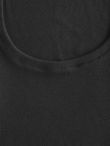 U Neck Ribbed Long Sleeve Top