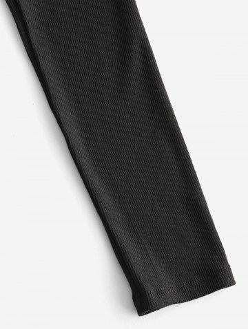 U Neck Ribbed Long Sleeve Top