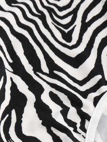 Zebra Cut Out Midriff Flossing Tee